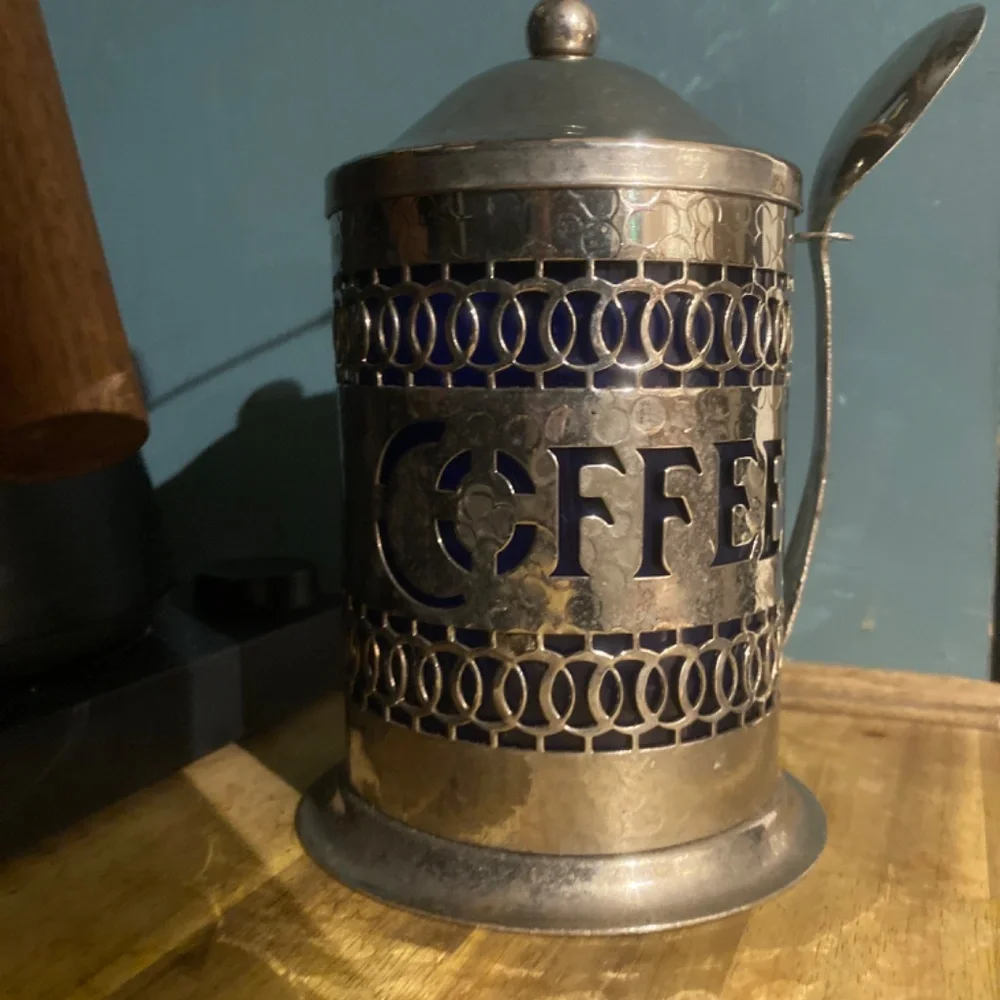 Vintage Gales of Sheffield Silverplated COFFEE Canister - Hammered Silver